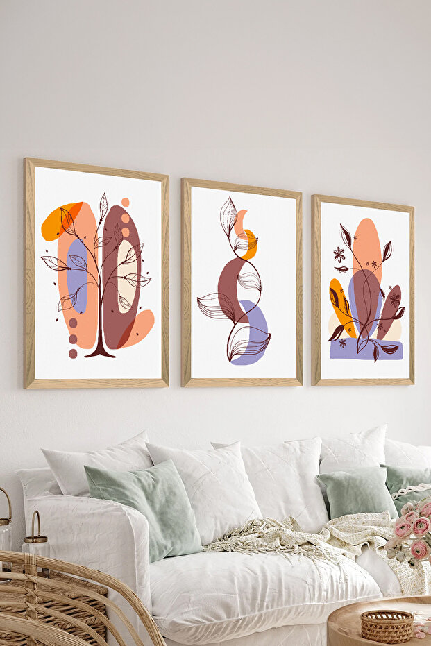 3 Piece Wood Frame Look MDF Poster Painting Set - Set 99