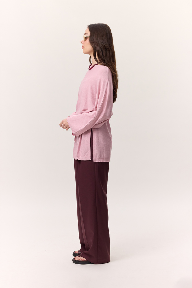TRİKO KUŞAKLI TUNİK PEMBE - 5