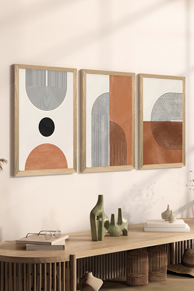 3 Piece Wood Frame Look Mdf Poster Painting Set - Set 10