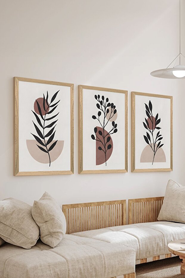 3 Piece Wood Frame Look Mdf Poster Painting Set - Set 59