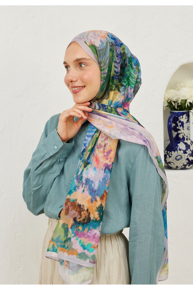 Lavender Ram Esther Patterned Shawl - 6