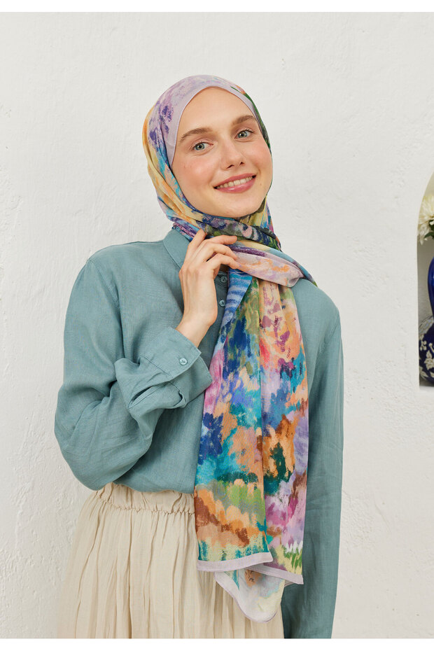 Lavender Ram Esther Patterned Shawl - 5