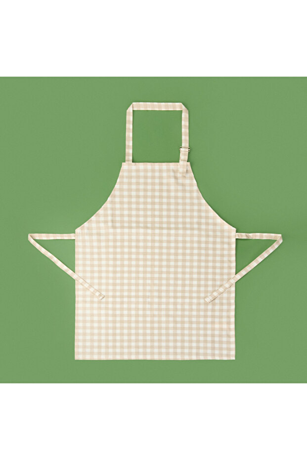 Soft Gingham Kitchen Apron - Ecru / Beige - 63X72 cm - 3