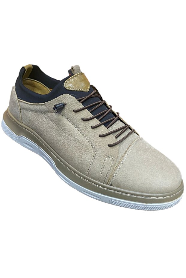 Men's Beige Genuine Nubuck Leather Casual Shoes 640