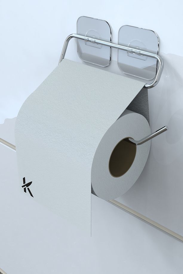 Krom Güçlü Yapışkanlı Tuvalet Kağıtlığı - Delmeden Duvara Monte Edilen Metal Askı - 2
