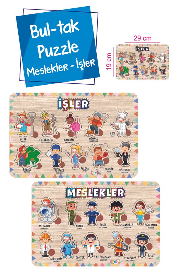 Meslekler - İşler Grubu Ahşap 2'li Set, Eğitici-Öğretici Yapboz - 1