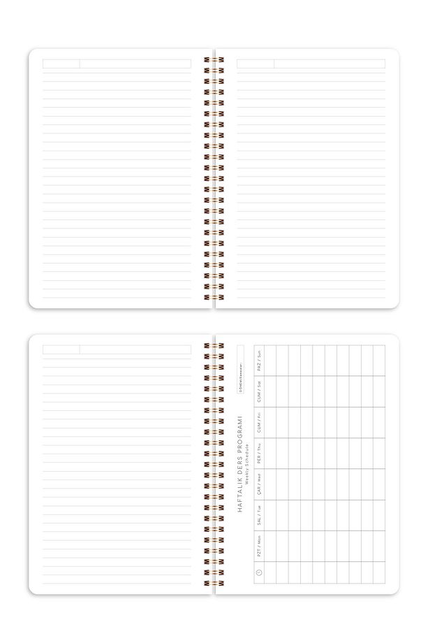A5 Spiralli Karton Kapak 2’li Set Çizgili Okul Defteri 80 yaprak, Ders Programlı Çilek - 8