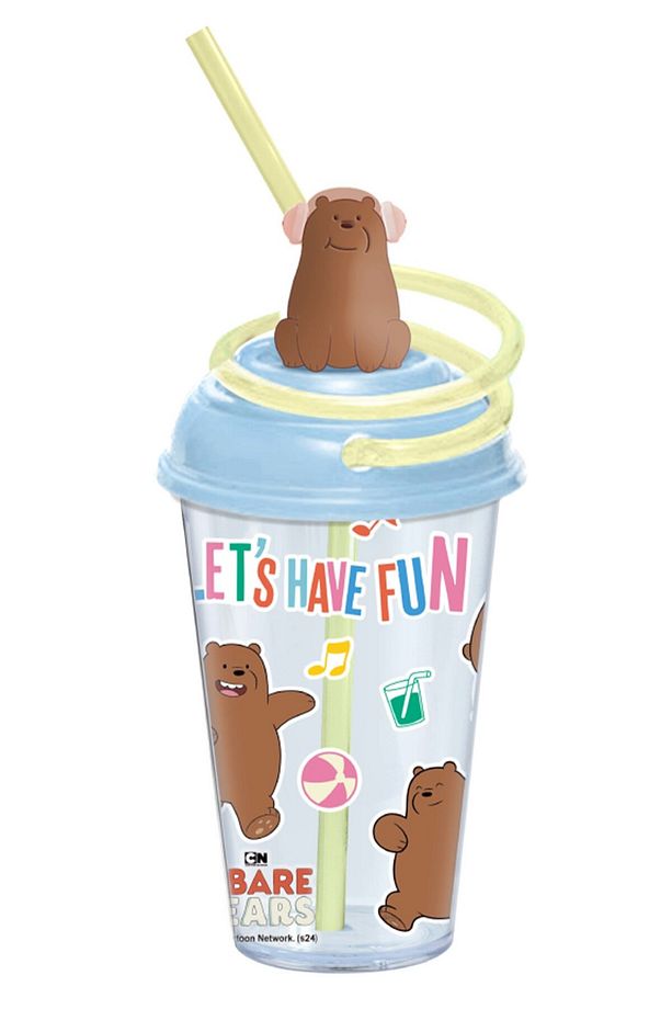 We Bare Bears Lisanslı Döndürülen Pipetli Plastik Bardak - 1