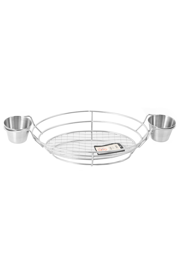 Frying basket with stainless steel sauce holders