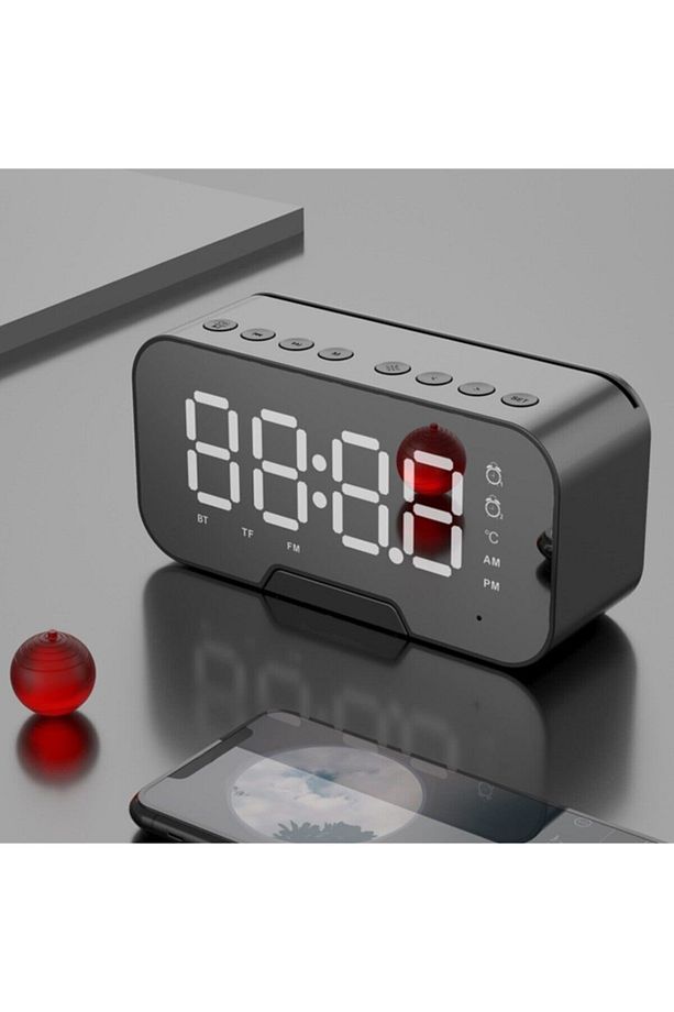 Alarmlı Dijital Çalar Saat /Bluetooth Hoparlör Speaker Fm Radyo - 5