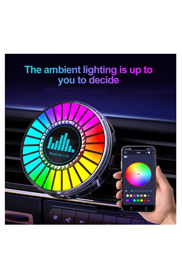 2 Adet Sese Duyarlı Araç İçi ve Masa Üsyü Ekolayzer RGB Ritim Işığı,Uygulamadan Kontrol Edilir Işık - 5