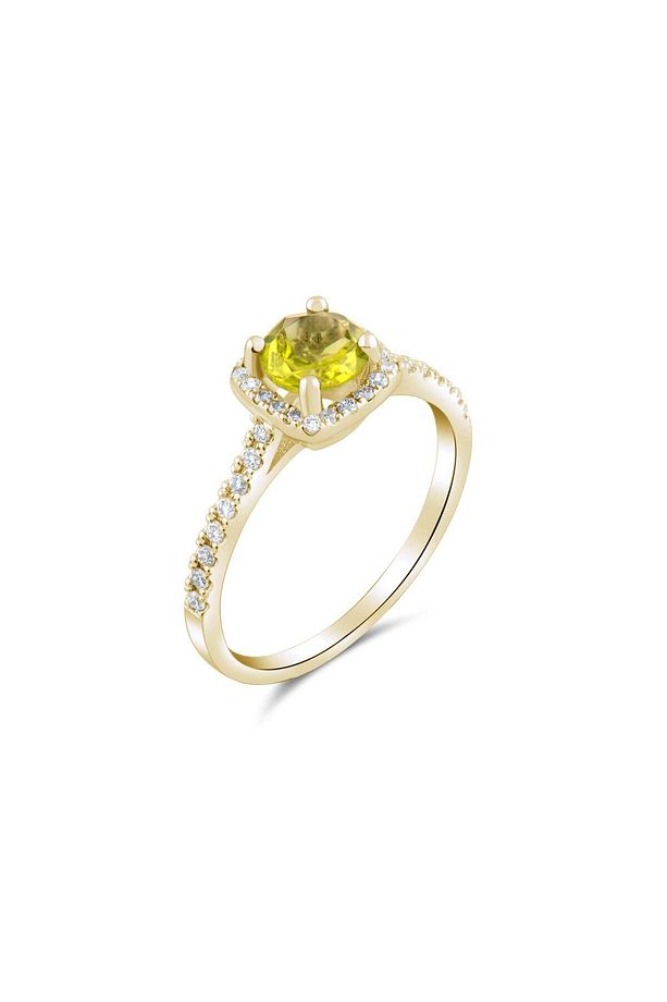 1.06 Karat Pırlanta Sarı Safir Yüzük, Mücevher Sertifikalı - 1