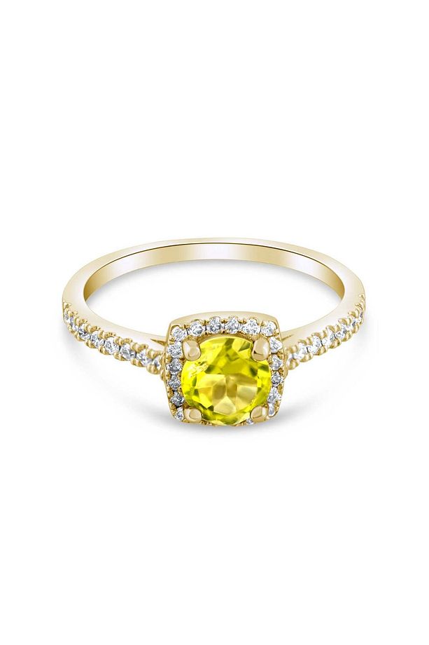 1.06 Karat Pırlanta Sarı Safir Yüzük, Mücevher Sertifikalı - 4