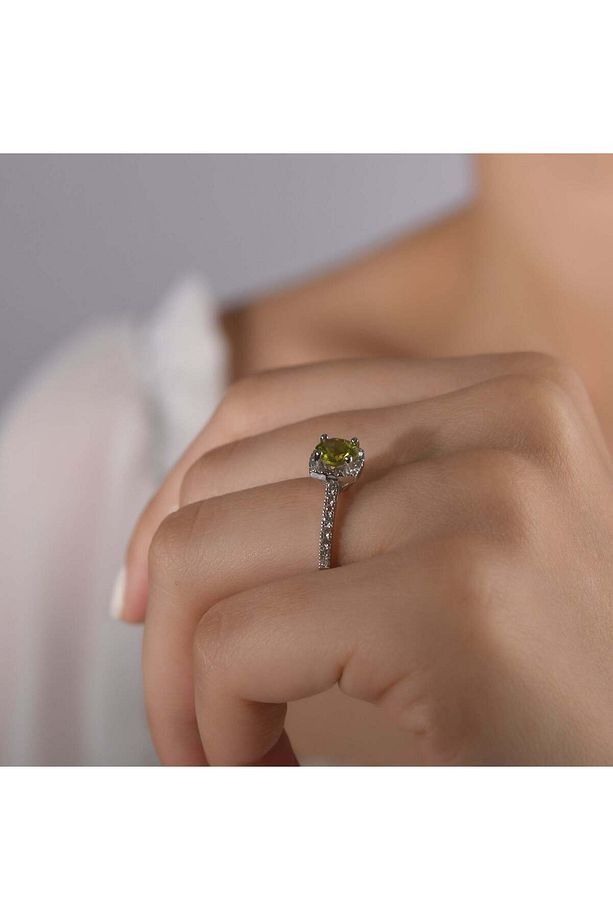 1.06 Karat Pırlanta Sarı Safir Yüzük, Mücevher Sertifikalı - 3