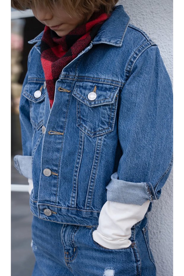 Boy's 100% Cotton Bottom-Top Boyfriend Jean Denim Set