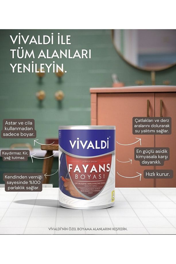 Fayans Boyası Seti Sıvı Cam Ve Uygulama Seti Tezgah,mermer,banyo,mutfak Boyama Seti Mahlep 1 Lt - 2