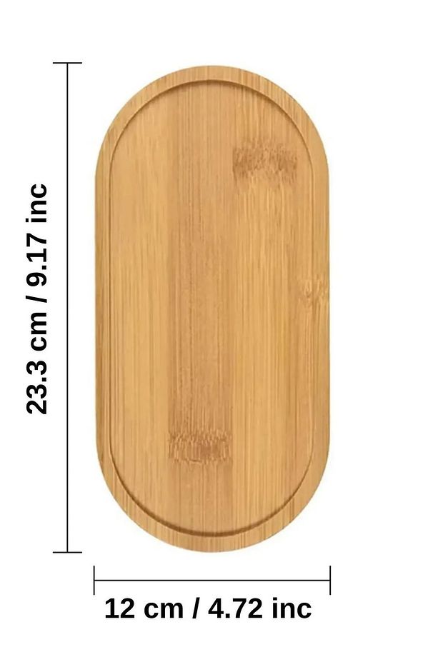 1 Adet Bambu Oval Sunum Ve Servis Tepsisi - Ahşap Tepsi - Yağdanlık Altlığı - 2