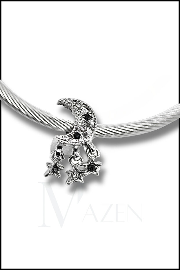 Crescent and Three Stars, Bracelet Charm 1 Piece