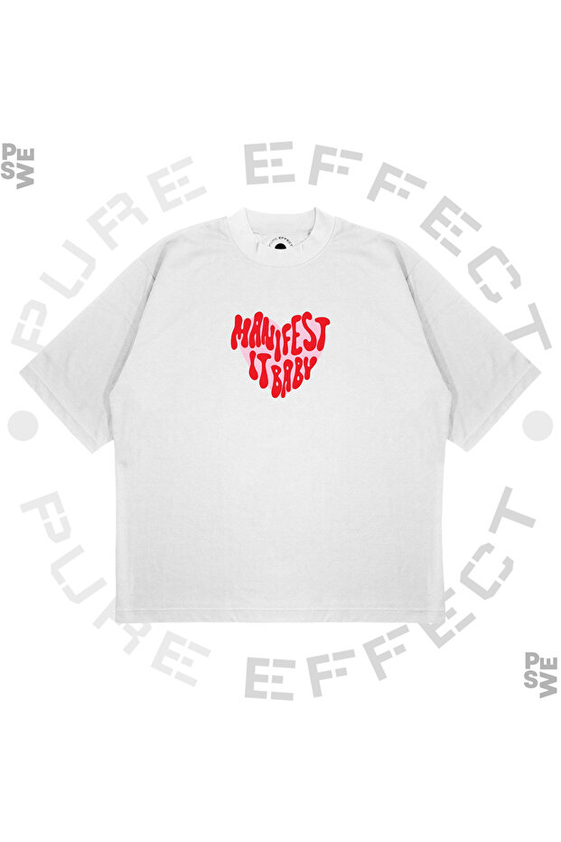 Unisex Oversize Manıfest It Baby Printed Boxy Fit Thick Fabric (240Gsm) T-Shirt