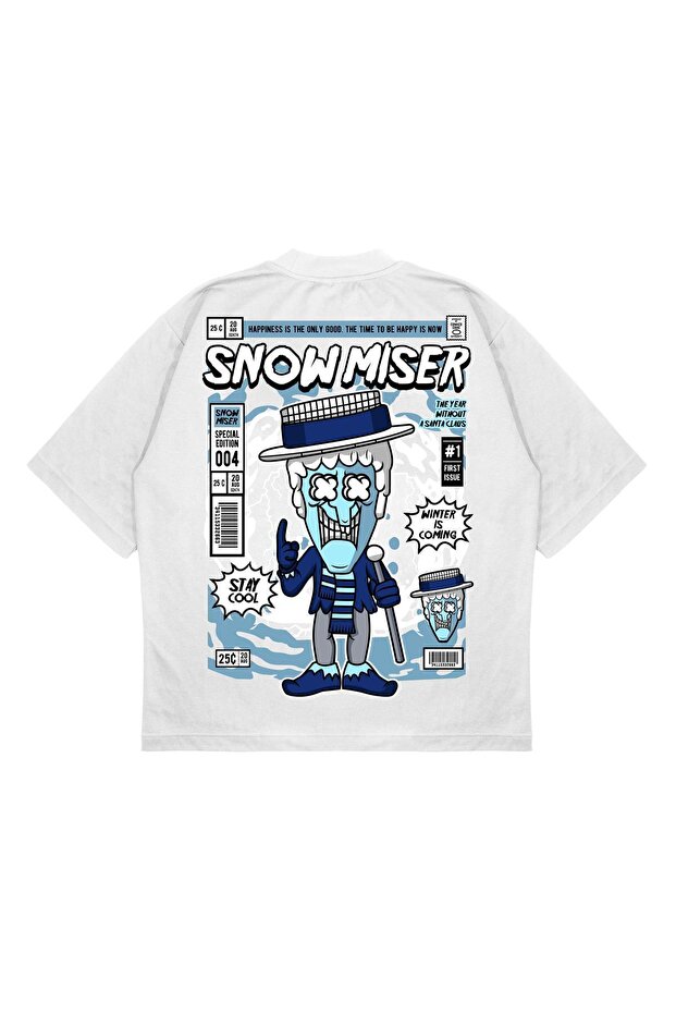 Unisex Oversize Snow Miser Stay Cool Back Printed Boxy Fit Thick Fabric (240Gsm) T-Shirt