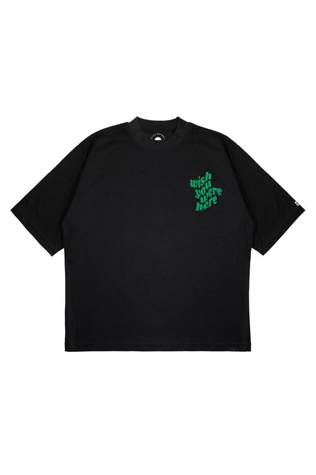 Unisex Oversize Wish You Were Here Printed Boxy Fit Thick Fabric (240Gsm) T-Shirt