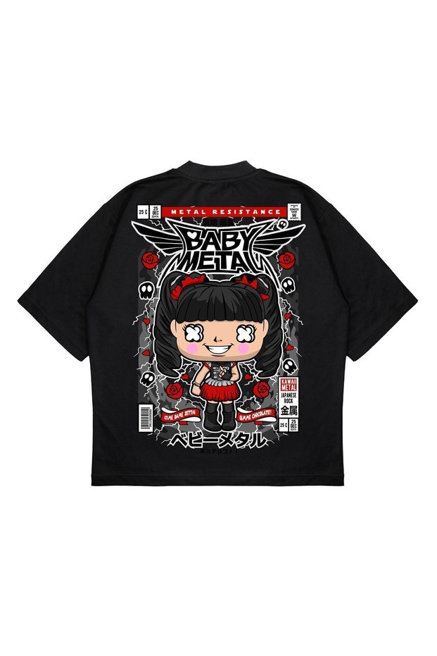 Unisex Oversize Baby Metal Back Printed Boxy Fit Thick Fabric (240Gsm) T-Shirt