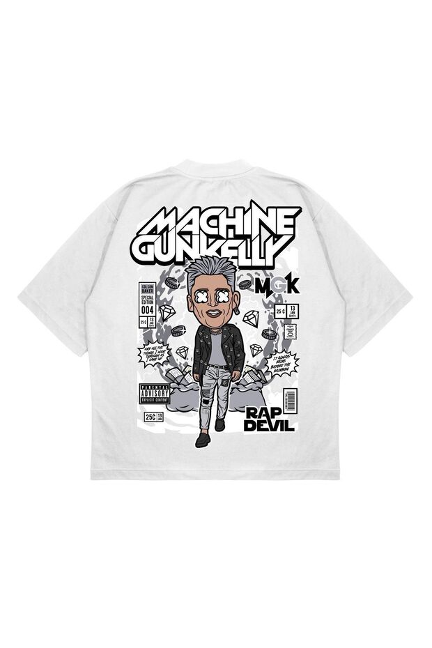 Unisex Oversize Machine Gunkelly Back Printed Boxy Fit Thick Fabric (240Gsm) T-Shirt