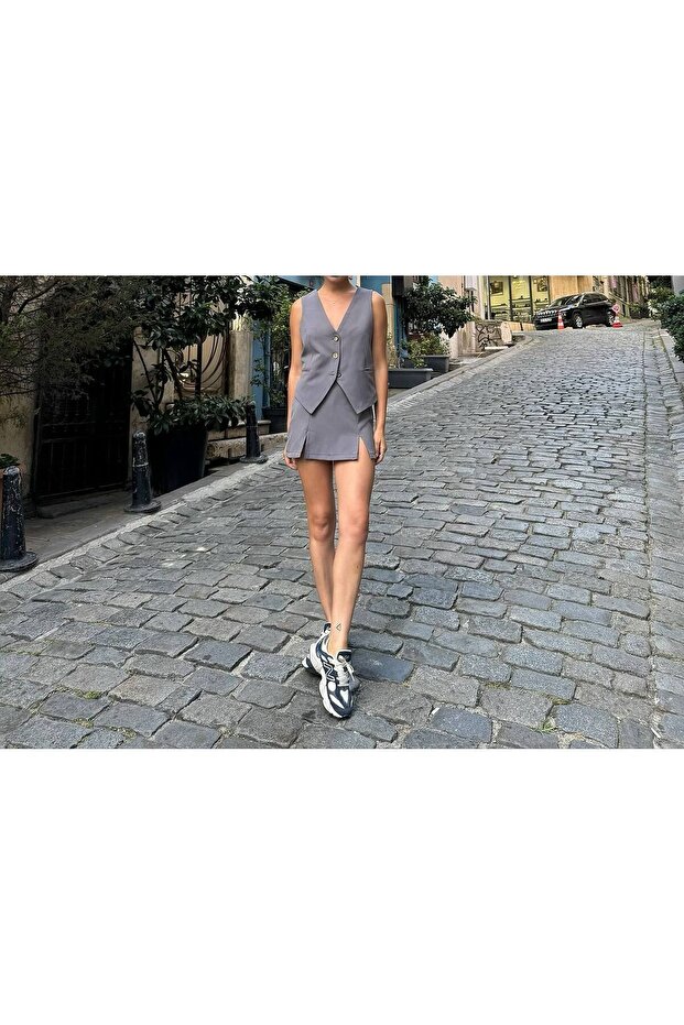 Double Kumaş Kadın Yelek - 3