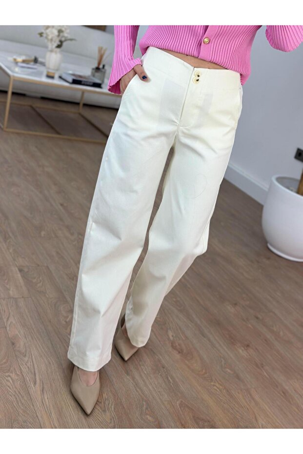 بنطال ليكرا بأزرار مزدوجة - إكرو - 1