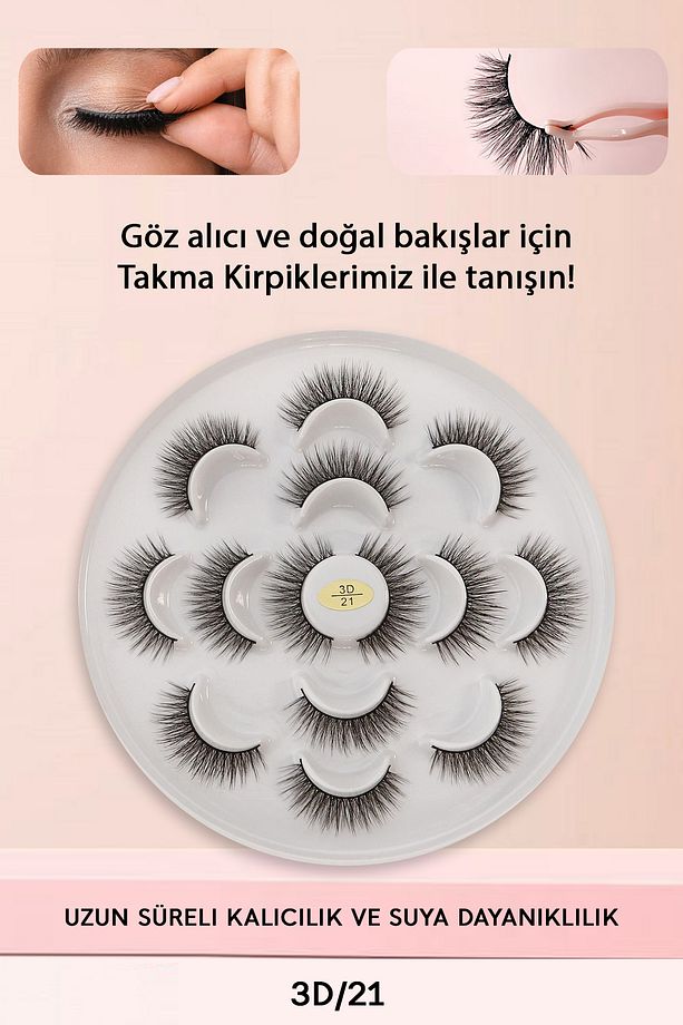 7 Çift Doğal Takma Kirpik 3d-21 - 1