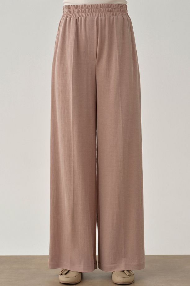 Bol Paça Bel Lastikli Pantolon - Camel - 5