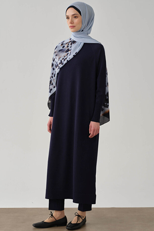 Triko Elbise - Lacivert - 5