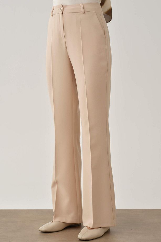 İspanyol Paça Basic Pantolon - Bej - 6