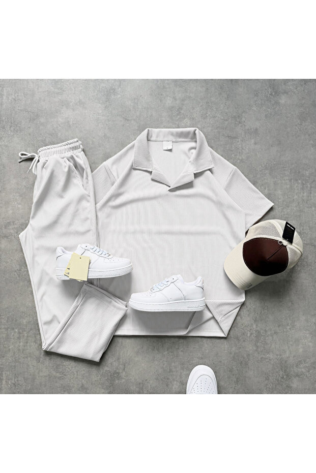 Men's Corduroy T-Shirt and Trousers 2 Piece Set Summer