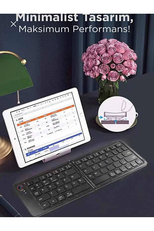 Tk-08 Şarjlı Katlanabilir Taşınabilir Bluetooth Mini Klavye - 6