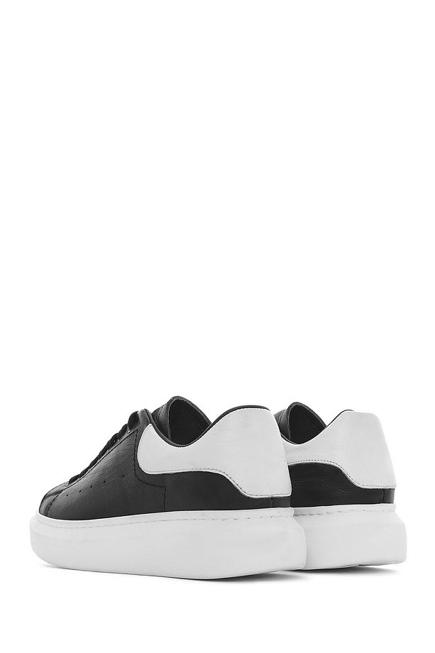 Erkek Siyah Bağcıklı Kalın Tabanlı Deri Sneaker 25SFD752218 - 5