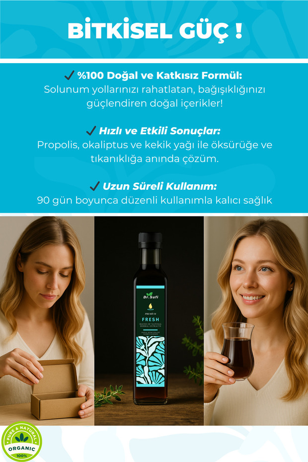 Kozalak Pekmezi, Propolis, Kekik Yağı, Nane Yağı, Zerdeçal Ve 14 Bitki Özü - Doktor Sufi Fresh - 5