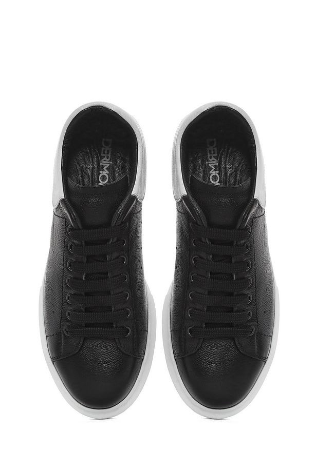 Erkek Siyah Bağcıklı Kalın Tabanlı Deri Sneaker 25SFD752218 - 7