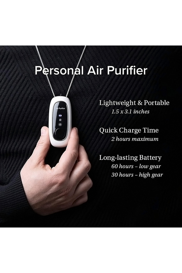 Portable Wearable Air Purifier Necklace, Rechargeable Negative Ion, for Car Office Travel