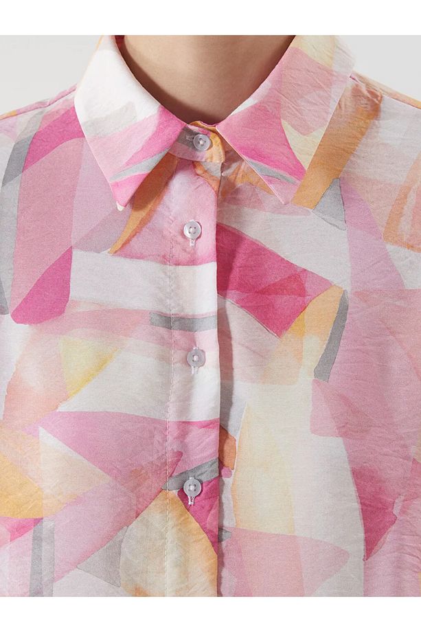 LCW Modest Pembe Desenli Kadın Gömlek Tunik - 3