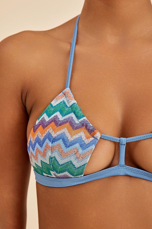 Hawaii Mavi Balensiz Üçgen Bralet Bikini Üst - 7