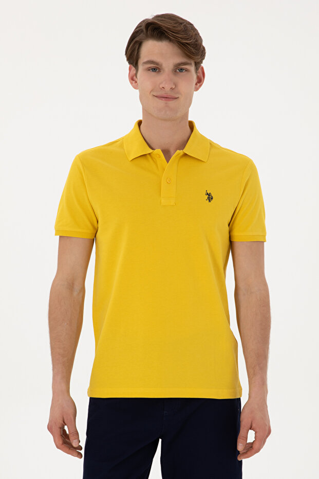 Men's Slim Fit Polo Neck Yellow Basic T-Shirt 50297984 -Vr094