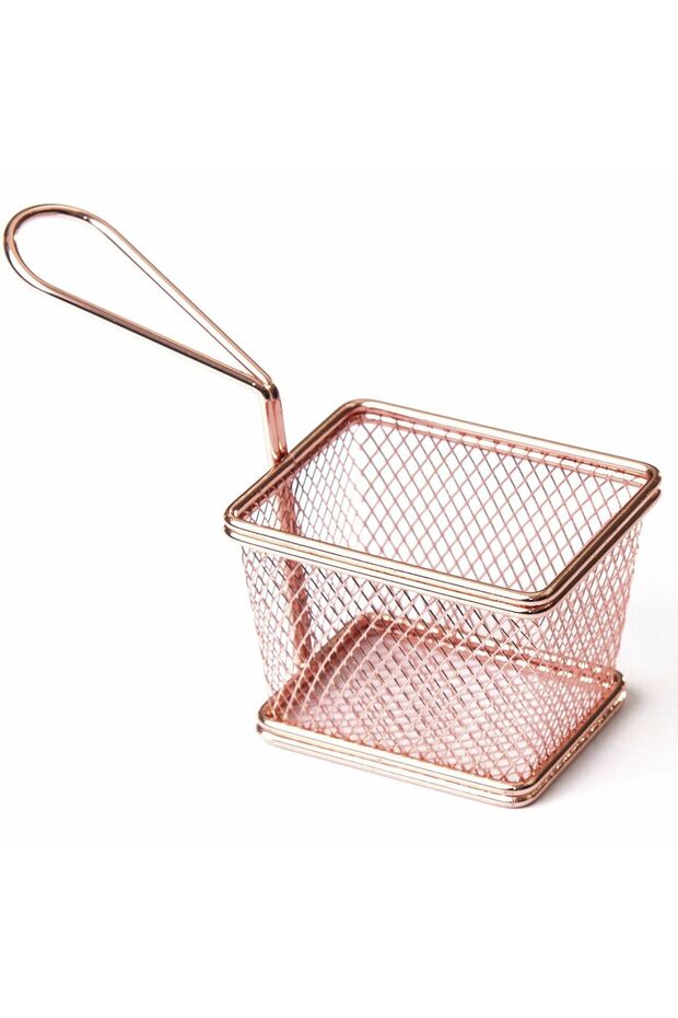 YQ-03 سلة عرض بطاطس مربعة - 10x7.5x7.5 سم، بيراد، نحاس