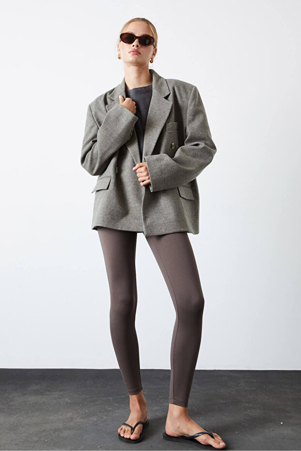 سترة بنقشة Houndstooth كبيرة الحجم - 1