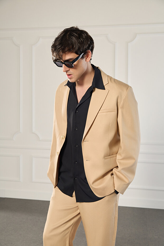 Oversize Keten Ceket - 1