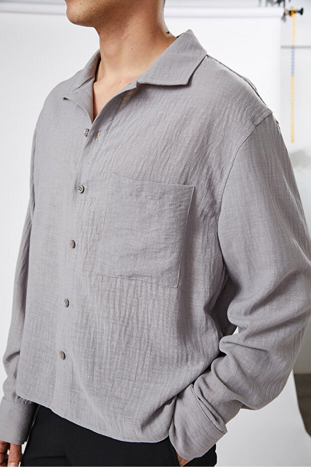 Keten Görünümlü Gömlek - 4