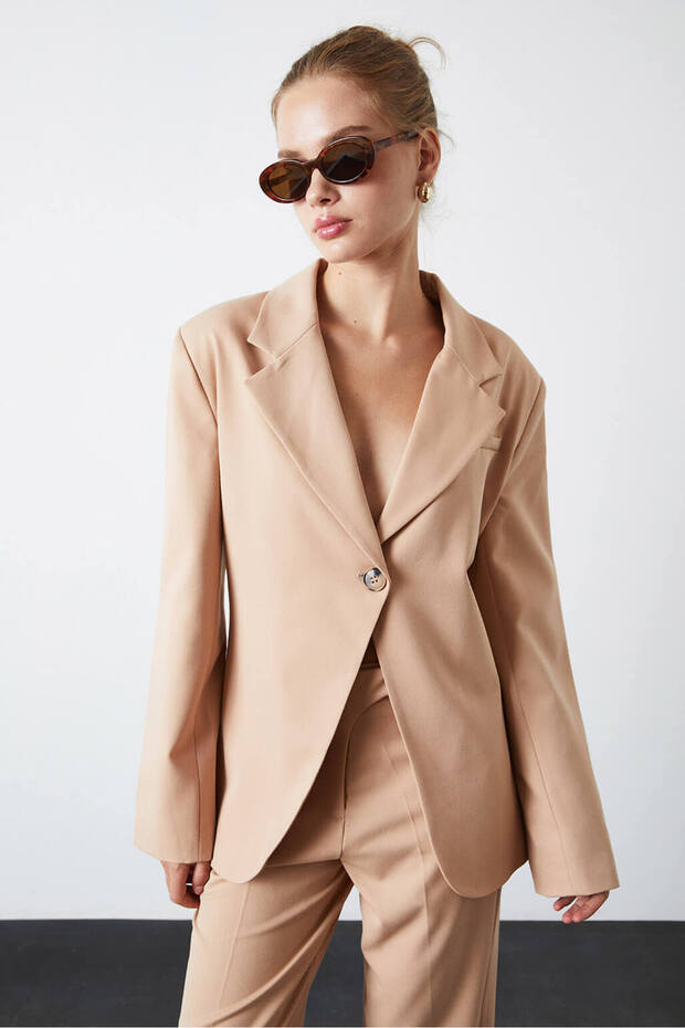 Tek Düğmeli V Kesim Ceket - 3