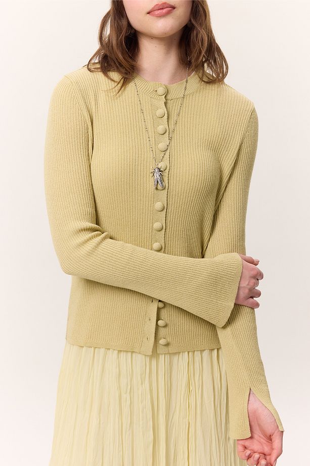 KÜÇÜK DÜĞMELİ TRİKO HIRKA SARI - 3
