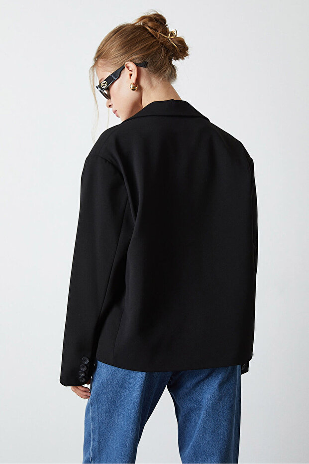 Çift Düğmeli Kısa Ceket - 5