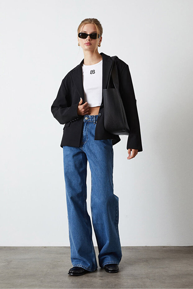 Çift Düğmeli Kısa Ceket - 1